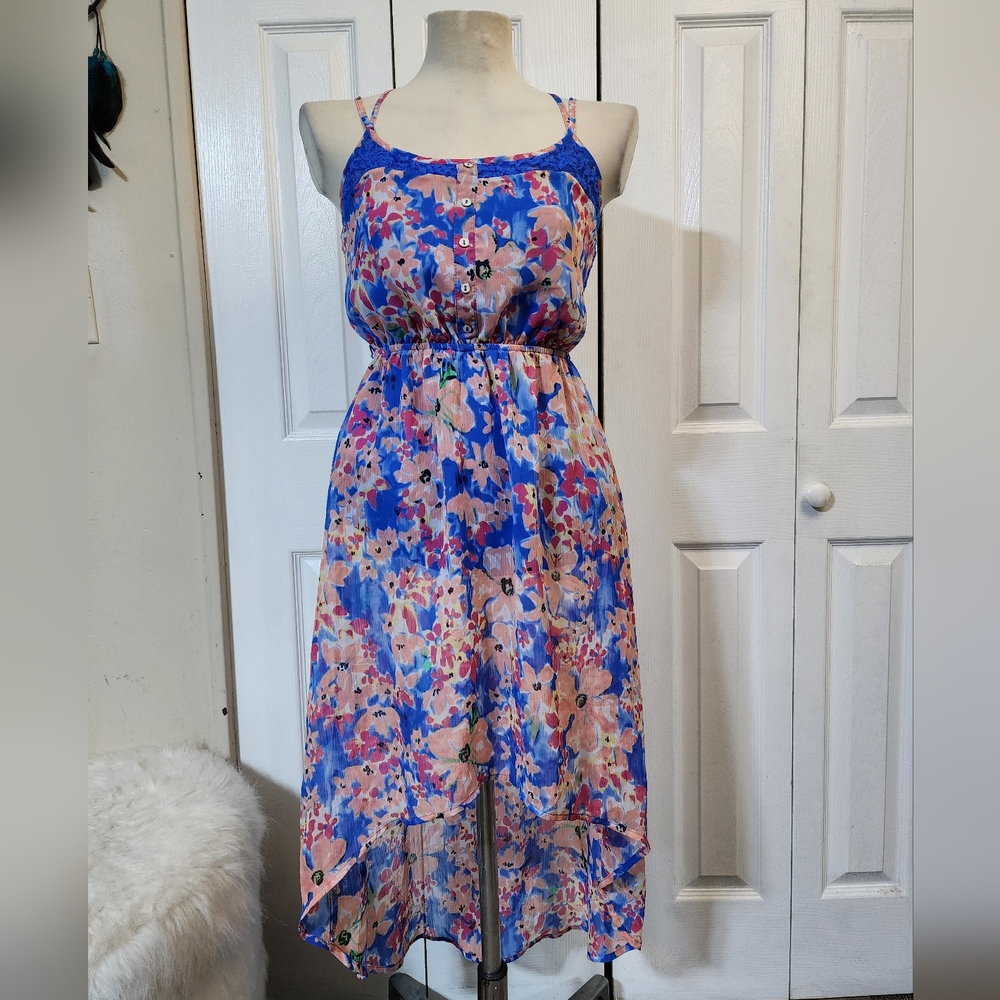 Candie's Floral Print Sleeveless High Low Dress Size Medium